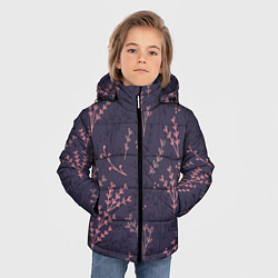 Куртка зимняя для мальчика Розовые веточки, цвет: 3D-черный — фото 2