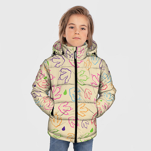 Зимняя куртка для мальчика Птичьи лапки / 3D-Светло-серый – фото 3