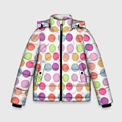 Куртка зимняя для мальчика Цветные кружочки, цвет: 3D-черный