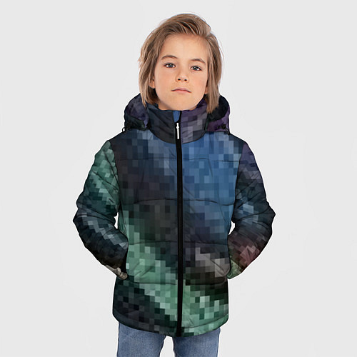 Зимняя куртка для мальчика Пиксельный узор / 3D-Светло-серый – фото 3