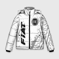 Куртка зимняя для мальчика Fiat speed на светлом фоне со следами шин: надпись, цвет: 3D-черный