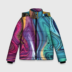 Куртка зимняя для мальчика Красочные волны, цвет: 3D-светло-серый