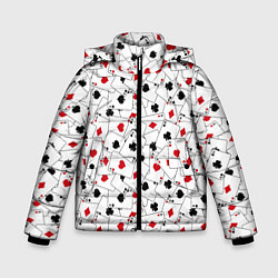 Куртка зимняя для мальчика Карточные тузы, цвет: 3D-красный
