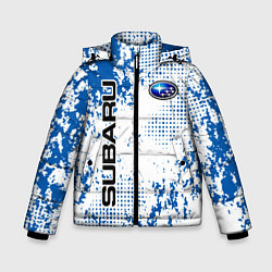 Куртка зимняя для мальчика Subaru blue logo, цвет: 3D-черный