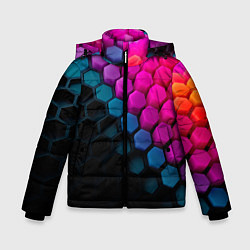 Куртка зимняя для мальчика Цветной шестиугольник, цвет: 3D-светло-серый