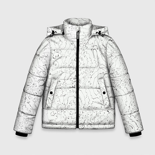 Зимняя куртка для мальчика Хаотичная черно-белая рябь - узор Хуф и Ся / 3D-Светло-серый – фото 1