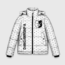 Зимняя куртка для мальчика Danganronpa glitch на светлом фоне: надпись, симво