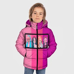 Куртка зимняя для мальчика Группа Black pink на фоне оттенков розового, цвет: 3D-светло-серый — фото 2