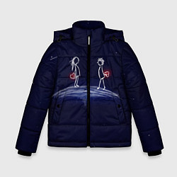 Зимняя куртка для мальчика Влюблённые с сердцами на темном фоне