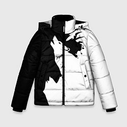 Куртка зимняя для мальчика Волчий вой в горах, цвет: 3D-черный
