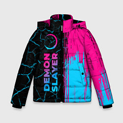 Куртка зимняя для мальчика Demon Slayer - neon gradient: по-вертикали, цвет: 3D-черный
