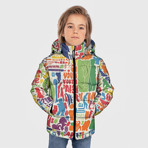 Зимняя куртка для мальчика Красочные каракули / 3D-Светло-серый – фото 3