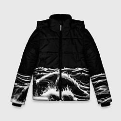 Куртка зимняя для мальчика Черные бущующие волны, цвет: 3D-черный
