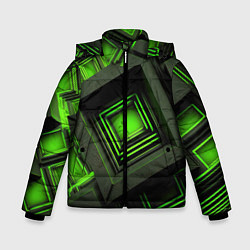 Куртка зимняя для мальчика Неоновые зелёные блоки, цвет: 3D-черный