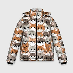 Куртка зимняя для мальчика Паттерн милые котики, цвет: 3D-светло-серый