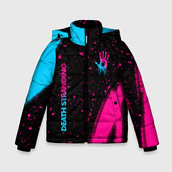 Зимняя куртка для мальчика Death Stranding - neon gradient: надпись, символ