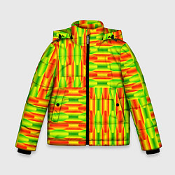 Куртка зимняя для мальчика Паттерн зеленый с оранжевым, цвет: 3D-черный