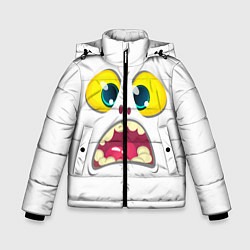 Куртка зимняя для мальчика Симпатичное мультяшное лицо монстра, цвет: 3D-черный