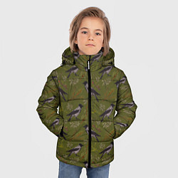 Куртка зимняя для мальчика Вороны и еловые веточки, цвет: 3D-черный — фото 2