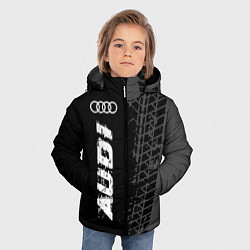 Куртка зимняя для мальчика Audi speed на темном фоне со следами шин: по-верти, цвет: 3D-черный — фото 2