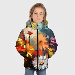 Куртка зимняя для мальчика Маслянные ромашки, цвет: 3D-светло-серый — фото 2