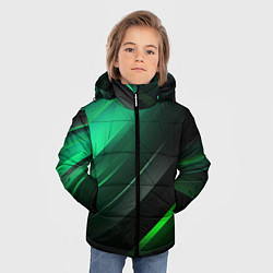 Куртка зимняя для мальчика Black green abstract, цвет: 3D-черный — фото 2