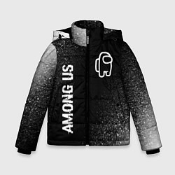 Куртка зимняя для мальчика Among Us glitch на темном фоне: надпись, символ, цвет: 3D-черный