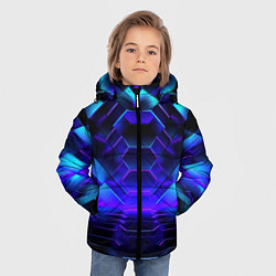 Куртка зимняя для мальчика Неоновый синий тоннель абстракция, цвет: 3D-черный — фото 2