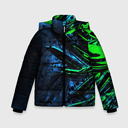 Куртка зимняя для мальчика Black green abstract, цвет: 3D-черный