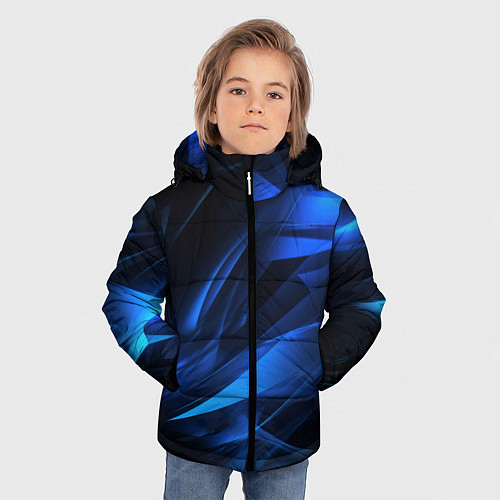Зимняя куртка для мальчика Black blue texture / 3D-Светло-серый – фото 3