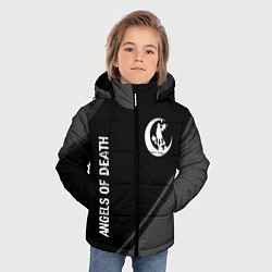 Куртка зимняя для мальчика Angels of Death glitch на темном фоне: надпись, си, цвет: 3D-черный — фото 2