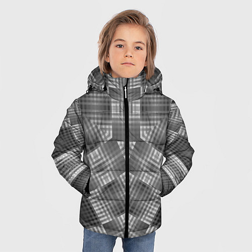 Зимняя куртка для мальчика В серых тонах геометрический узор / 3D-Светло-серый – фото 3