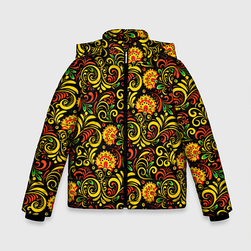 Зимняя куртка для мальчика Русский орнамент - хохломская роспись / 3D-Красный – фото 1