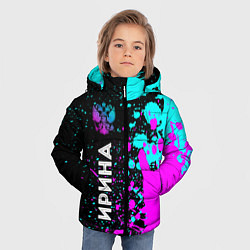 Куртка зимняя для мальчика Ирина и неоновый герб России: по-вертикали, цвет: 3D-черный — фото 2