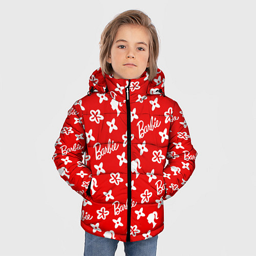 Зимняя куртка для мальчика Барби паттерн красный / 3D-Светло-серый – фото 3