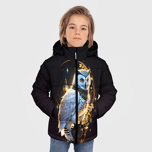 Зимняя куртка для мальчика Снежная сова / 3D-Светло-серый – фото 3