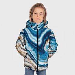 Куртка зимняя для мальчика Разноцветная текстура океанического агата, цвет: 3D-черный — фото 2