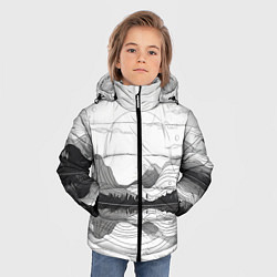 Куртка зимняя для мальчика Минималистичный пейзаж чб, цвет: 3D-черный — фото 2