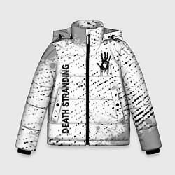 Куртка зимняя для мальчика Death Stranding glitch на светлом фоне: надпись, с, цвет: 3D-черный