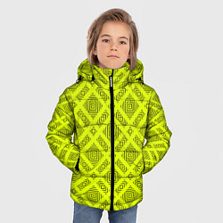 Куртка зимняя для мальчика Черный геометрический орнамент на желтом фоне, цвет: 3D-красный — фото 2