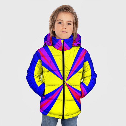 Зимняя куртка для мальчика Абстракция геометрическая / 3D-Светло-серый – фото 3
