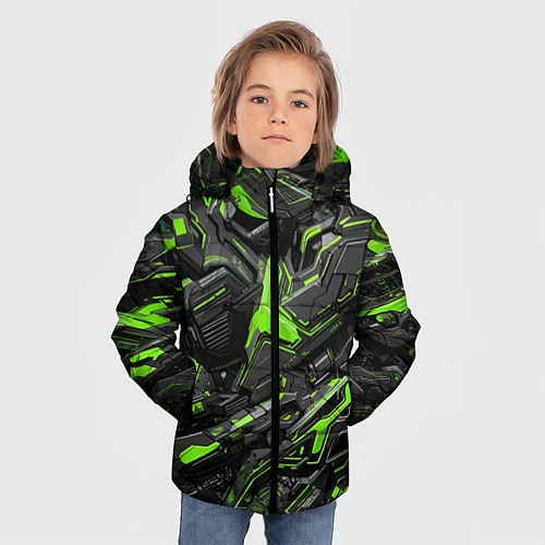 Зимняя куртка для мальчика Текстура киберпанка / 3D-Светло-серый – фото 3