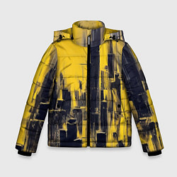 Куртка зимняя для мальчика Большой нарисованный город, цвет: 3D-черный