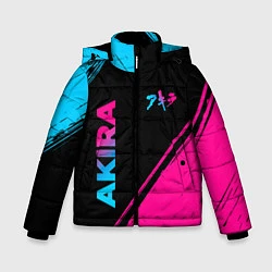 Куртка зимняя для мальчика Akira - neon gradient: надпись, символ, цвет: 3D-черный