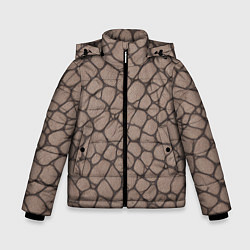 Куртка зимняя для мальчика Серая кожа крокодила, цвет: 3D-черный