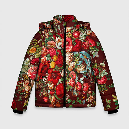 Зимняя куртка для мальчика Платок цветочный узор / 3D-Красный – фото 1