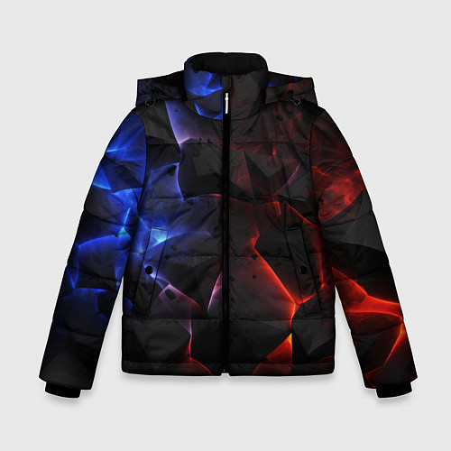 Зимняя куртка для мальчика Объемные черные плиты / 3D-Красный – фото 1