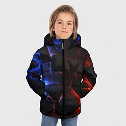 Куртка зимняя для мальчика Объемные черные плиты, цвет: 3D-красный — фото 2