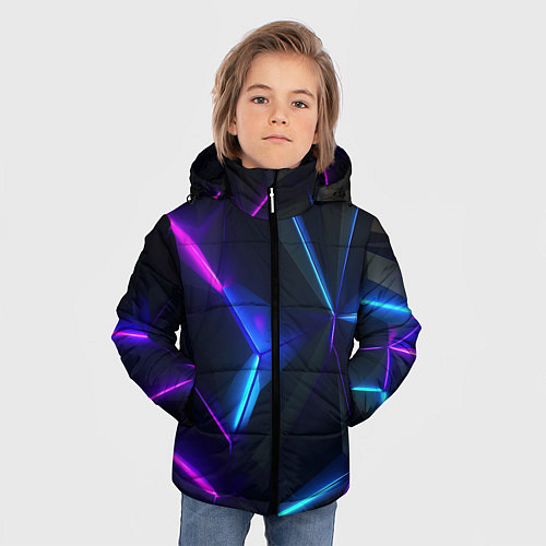 Зимняя куртка для мальчика Синий и фиолетовый неон / 3D-Светло-серый – фото 3