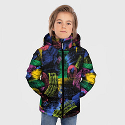 Куртка зимняя для мальчика Яркие абстрактые формы с текстурой, цвет: 3D-черный — фото 2